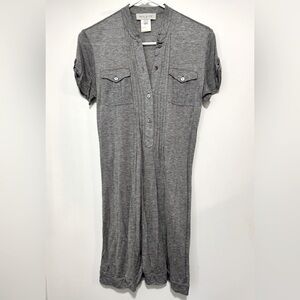 Paul & Joe Pleated Buttoned Short Sleeve Dress Grey Size 36